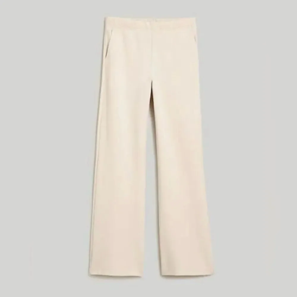Madewell Size Small Beige Ponte Wide Leg Pants Elastic Pull On Waist Stretchy - Picture 2 of 15